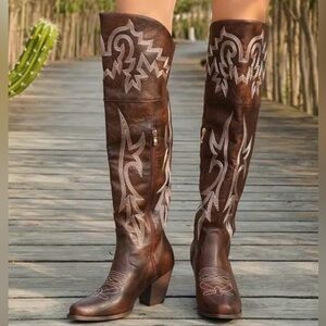 Brown Western Knee-High Boots